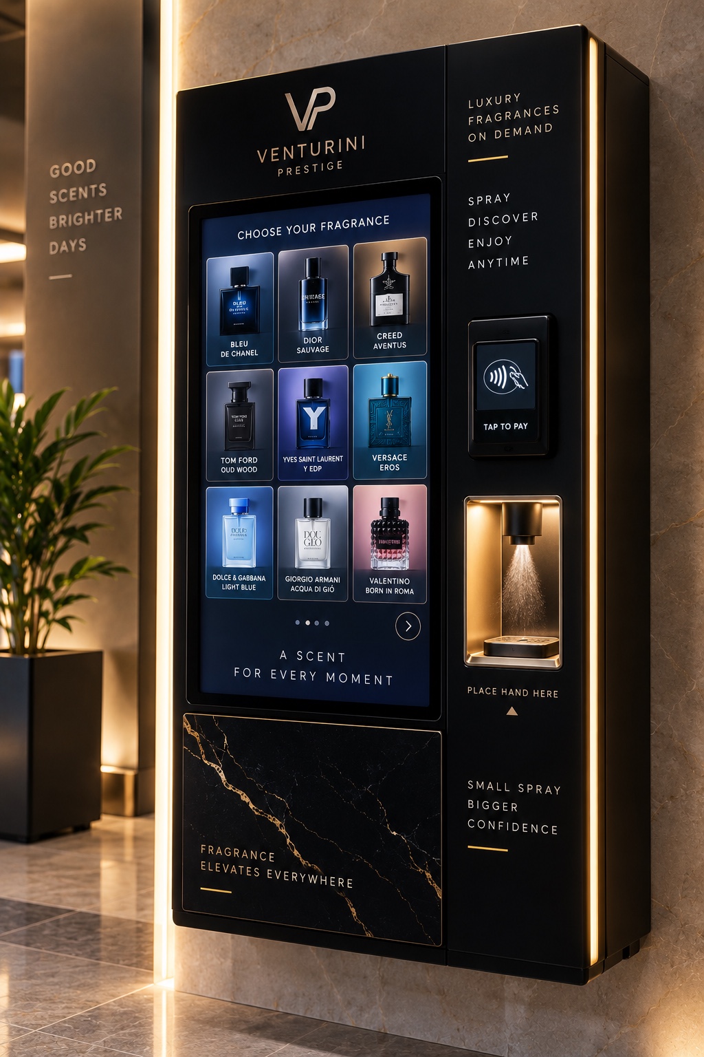 Wall-mounted perfume spray vending machine