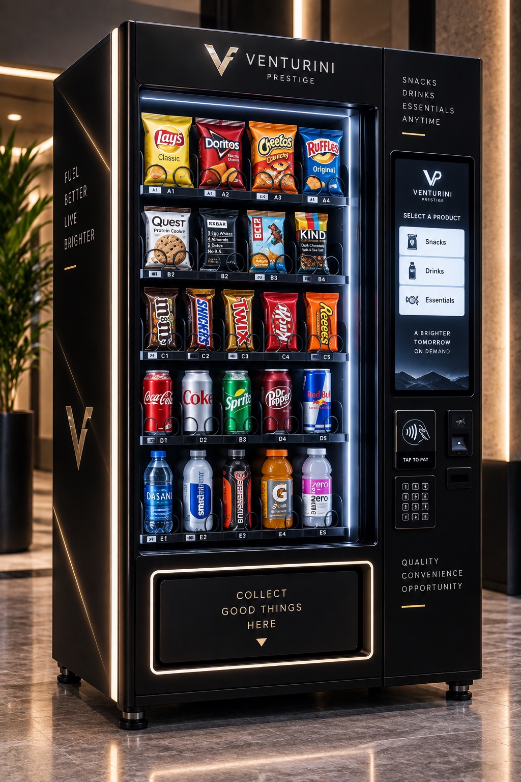 Traditional snack and beverage vending machine